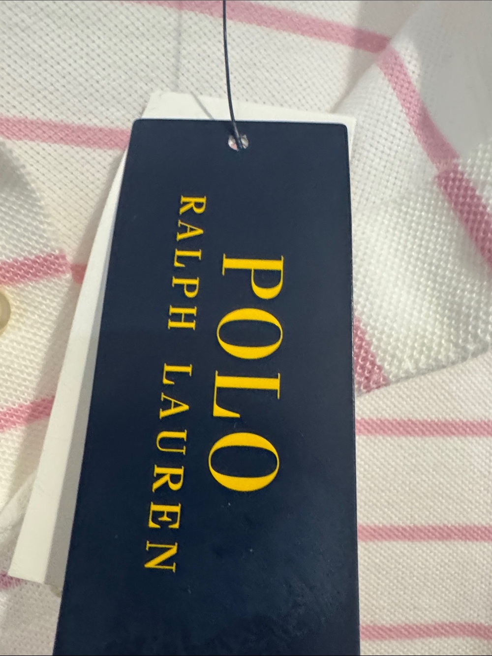 Ralph Lauren White Polo with Light Pink Stripes - Picture 3 of 6